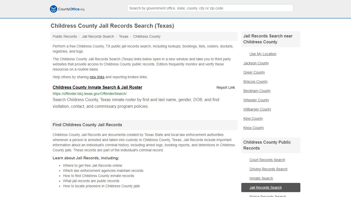 Jail Records Search - Childress County, TX (Jail Rosters ...